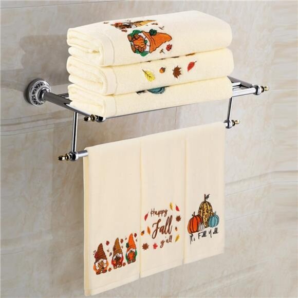 3 Pack Happy Fall Hand Towels Autumn‎ Gnomes Pumpkin Thanksgiving Embroidered - Picture 3 of 7